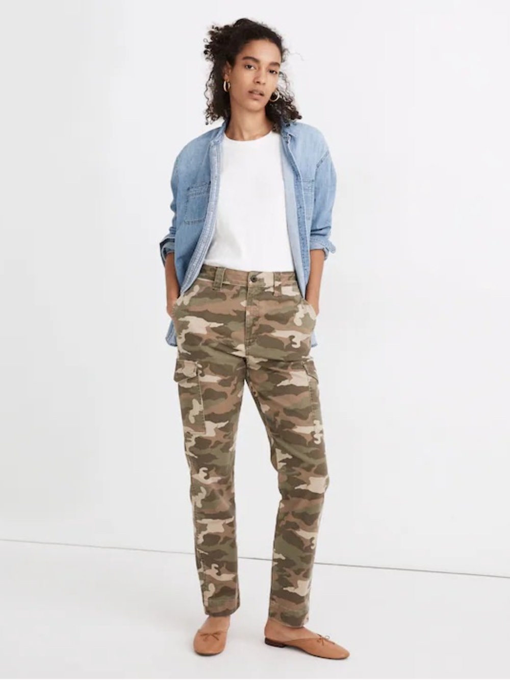 Madewell Size 27 Classic Straight Cargo Pants Camo Military Y2K Soft High Rise